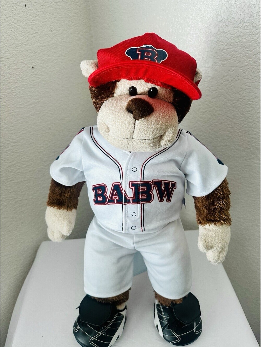 Build A Bear Baseball Smiley Monkey Brown Plush 18" Stuffed Animal Tan Belly